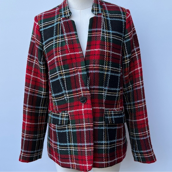 Appleseed’s Tartan Plaid Blazer Jacket Red Blue Green Womens Size 6 - Picture 2 of 13